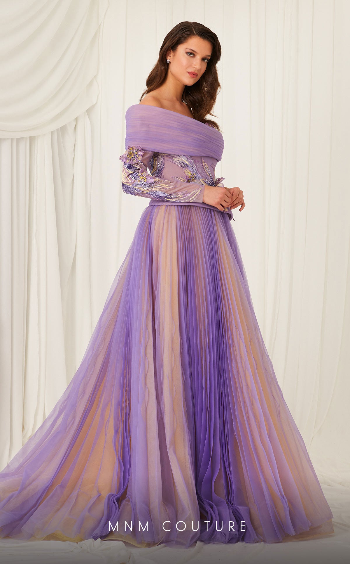 Formal Dresses Ball Gown Long Formal Pleated Evening Dress Lilac
