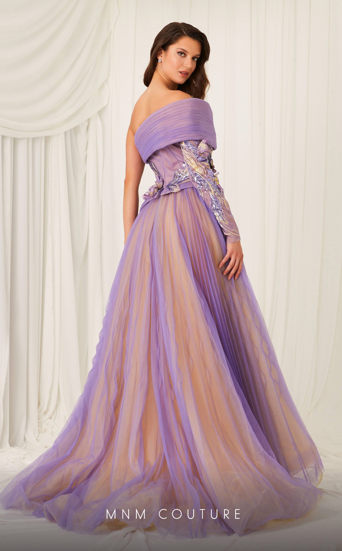 Formal Dresses Ball Gown Long Formal Pleated Evening Dress Lilac