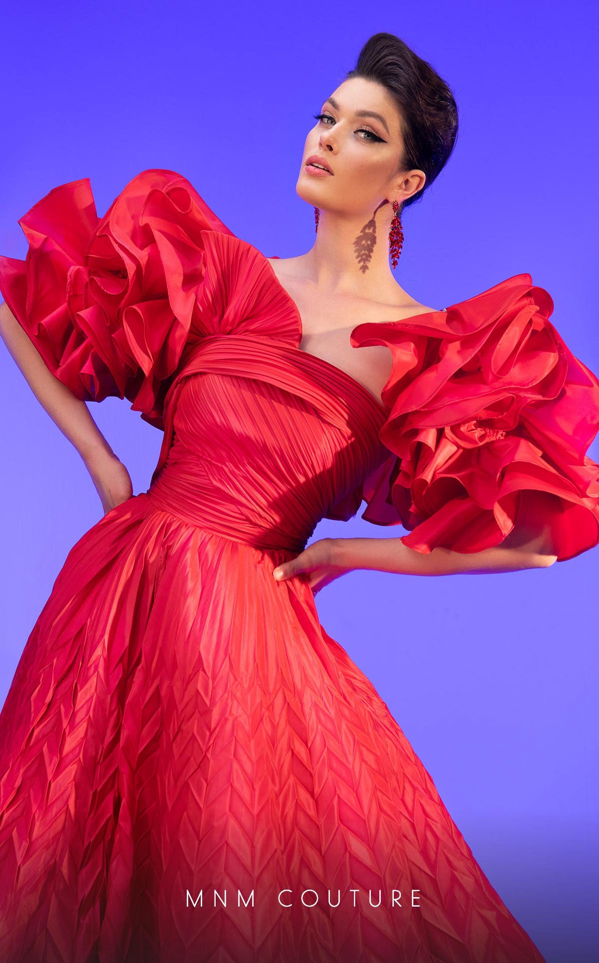Strapless Curved Neck Floor-Length Satin Formal Ball Gown MNM Couture F02815
