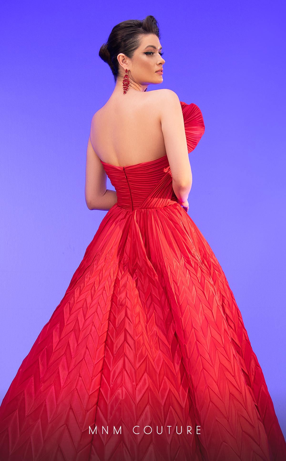 Strapless Curved Neck Floor-Length Satin Formal Ball Gown MNM Couture F02815