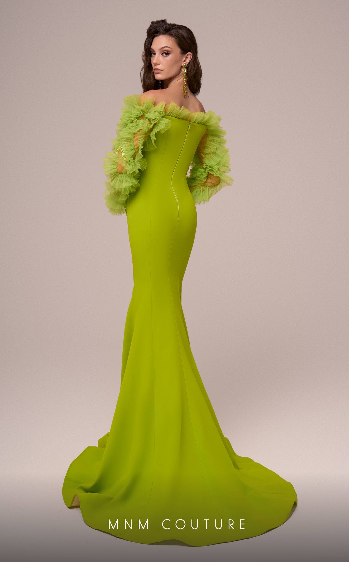 Prom Dresses Long Ruffle Mermaid Formal Prom Dress MNM Couture F02891 Lime