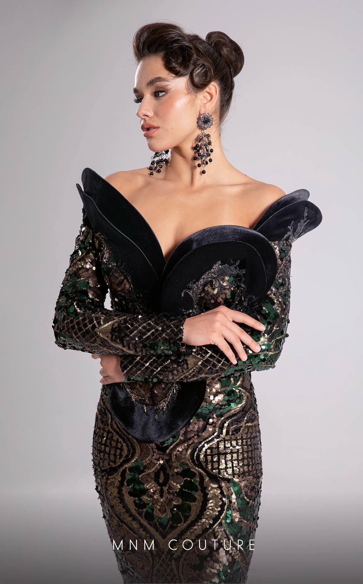 Prom Dresses Long Sequin Formal Prom Evening Dress MNM Couture F02896 Black