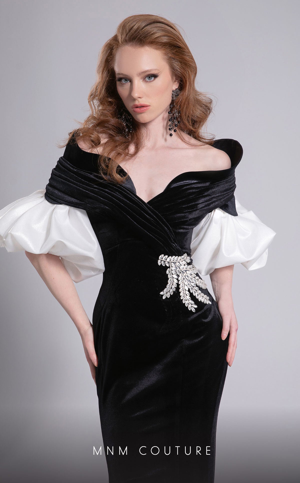 Formal Dresses Long Formal Prom Mermaid Evening Dress MNM Couture F02898 Black/White