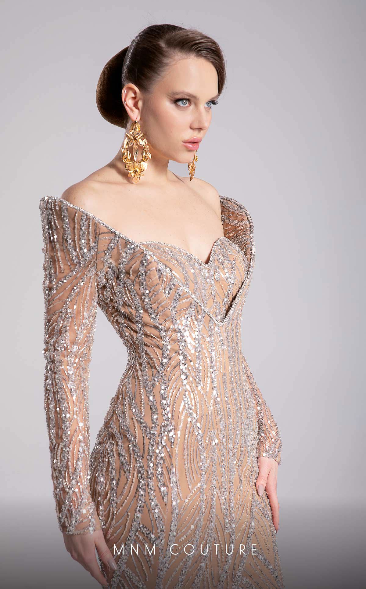 Formal Dresses Long Formal Prom Sequin Mermaid Dress MNM Couture F02900 Silver