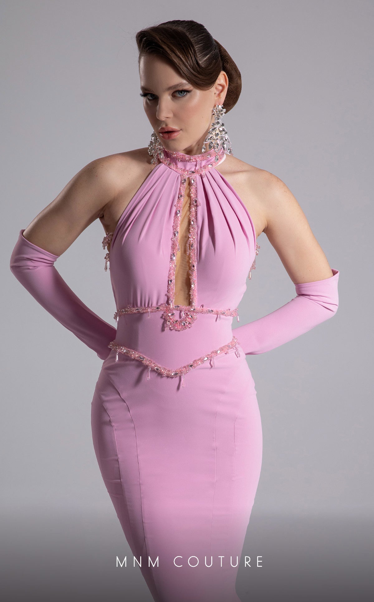 Prom Dresses Long Formal Mermaid Beaded Prom Dress MNM Couture F02903 Pink
