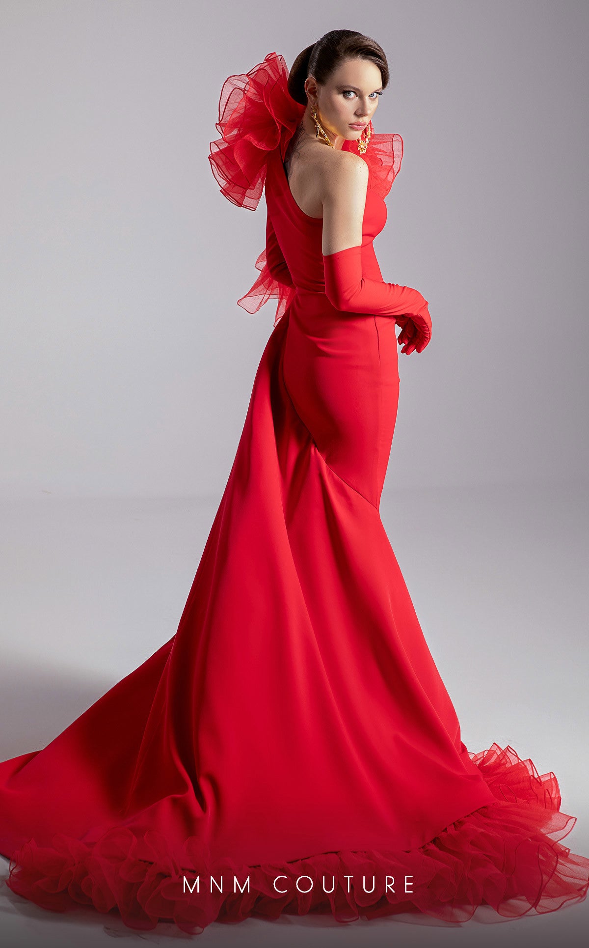 Formal Dresses Long Prom Floral Mermaid Formal Dress MNM Couture F02906 Red