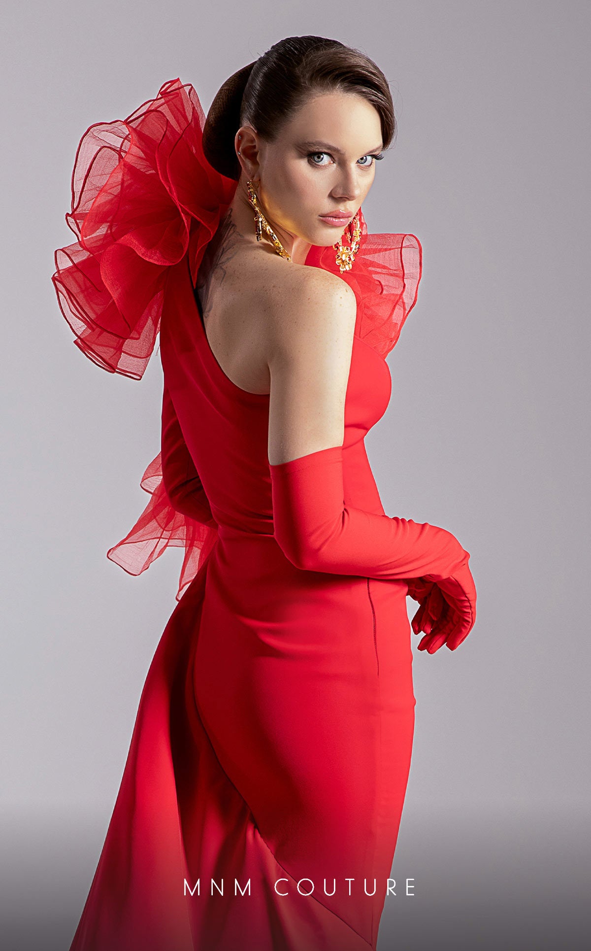 Formal Dresses Long Prom Floral Mermaid Formal Dress MNM Couture F02906 Red