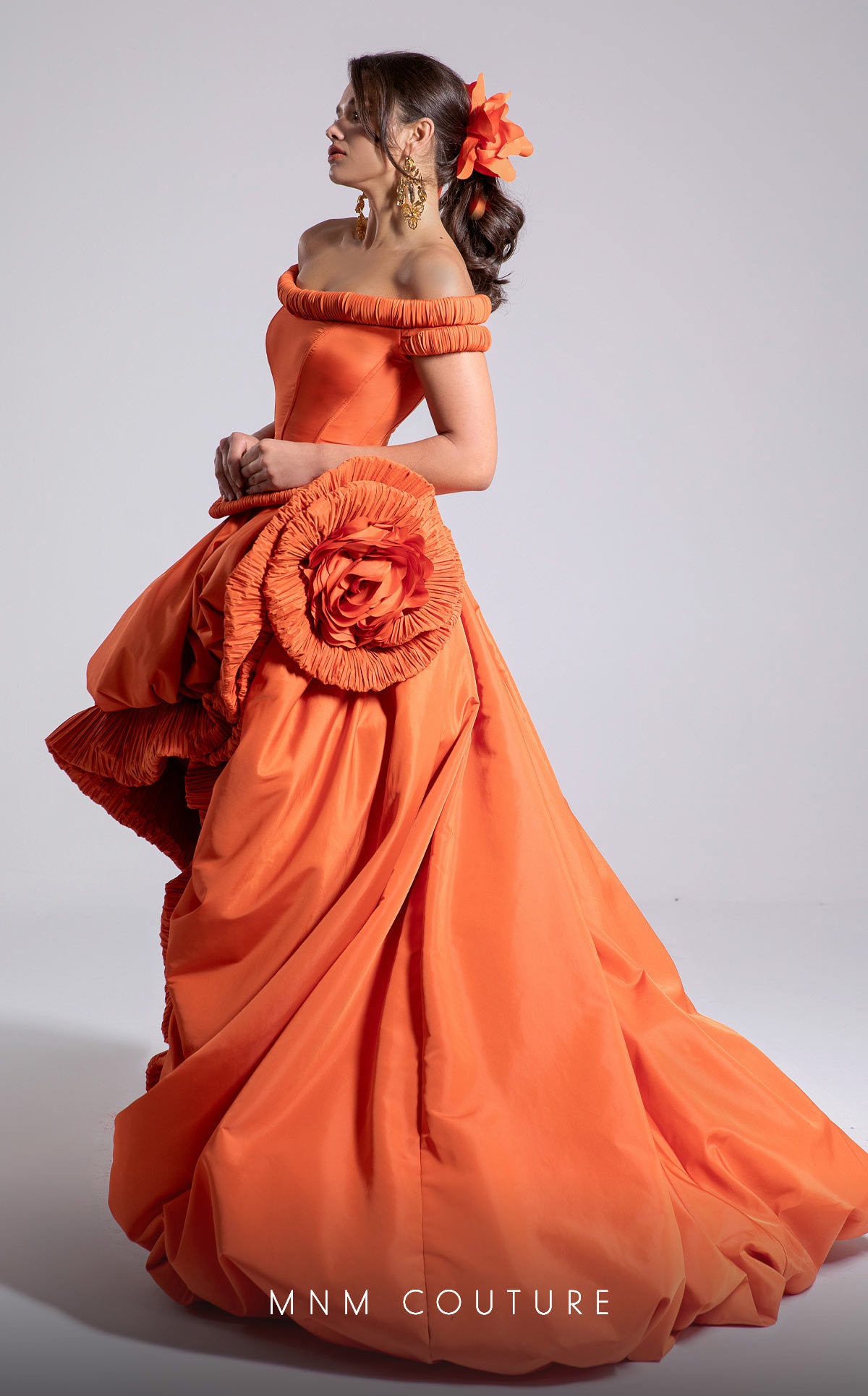 Prom Dresses Two Piece High Low Corset Prom Dress MNM Couture F02913 Orange