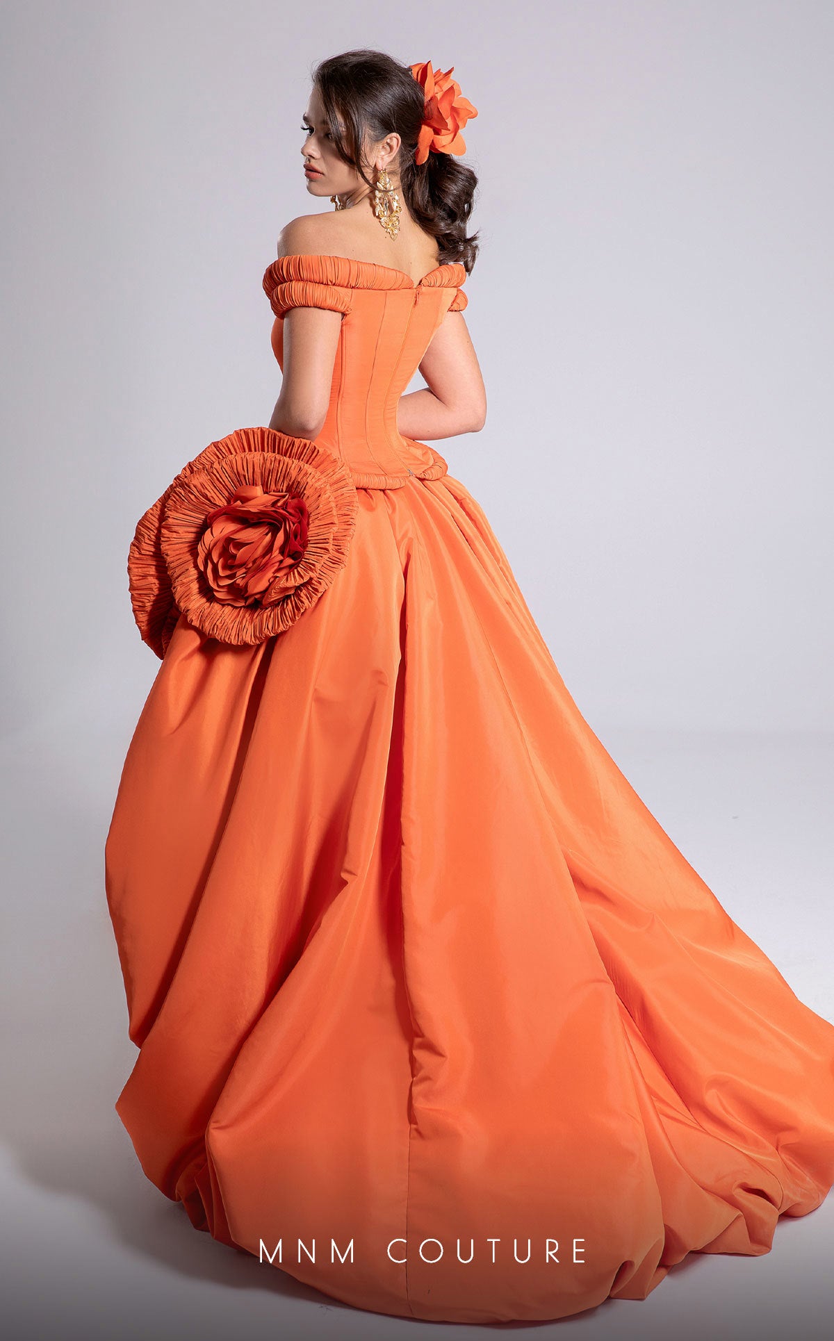 Prom Dresses Two Piece High Low Corset Prom Dress MNM Couture F02913 Orange