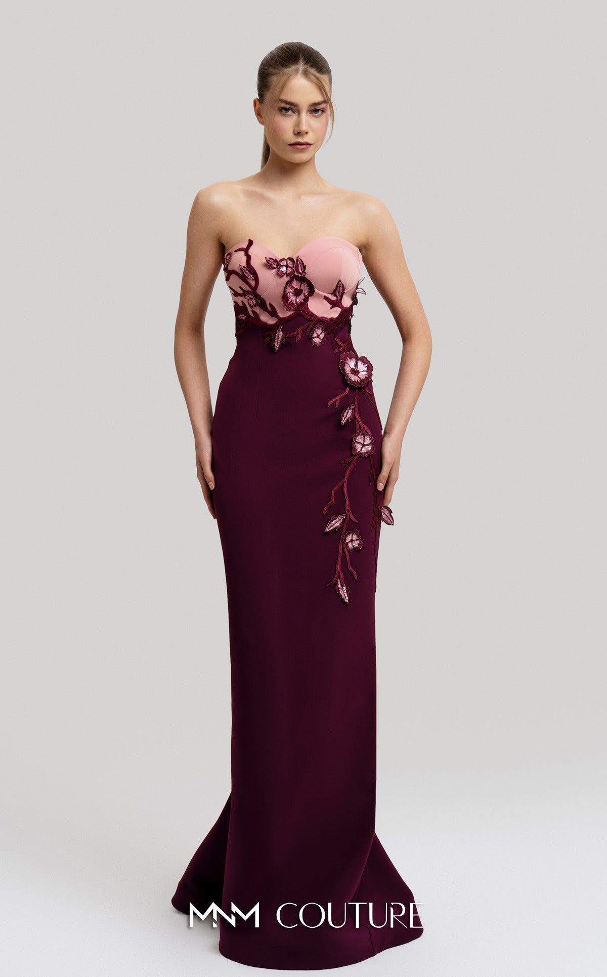 Prom Dresses Long Formal Floral Cape Prom Dress MNM Couture F02917 Cherry