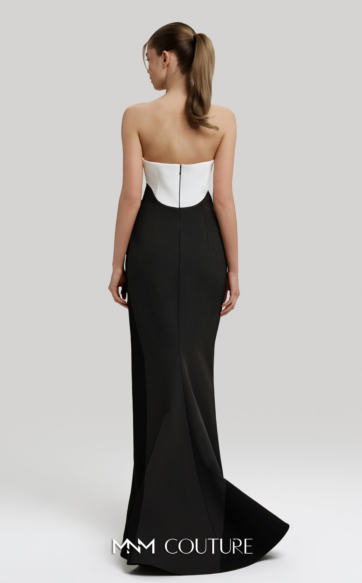 Prom Dresses Long Formal Floral Cape Prom Dress MNM Couture F02917 Black/White