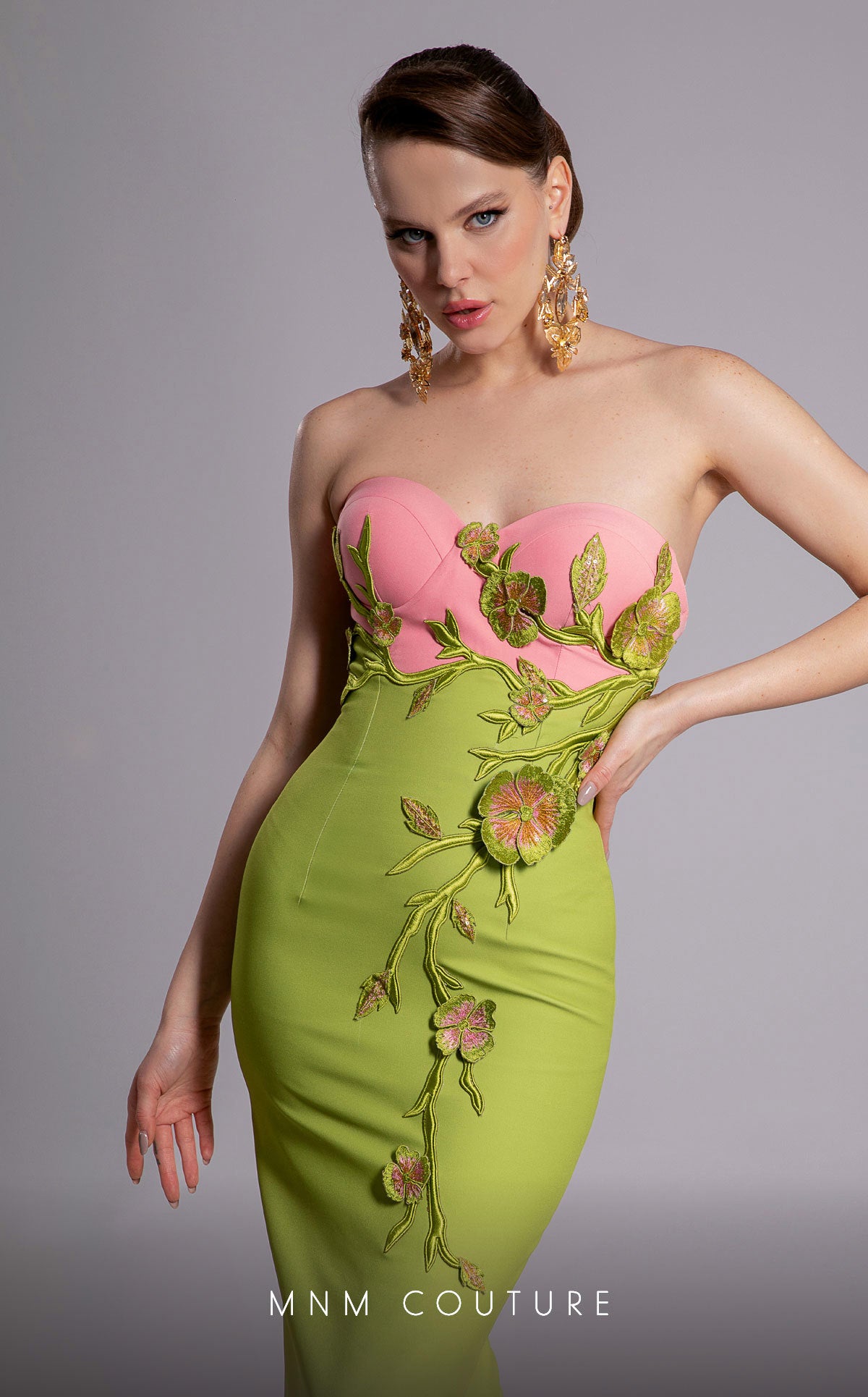 Prom Dresses Long Formal Floral Cape Prom Dress MNM Couture F02917 Pistache