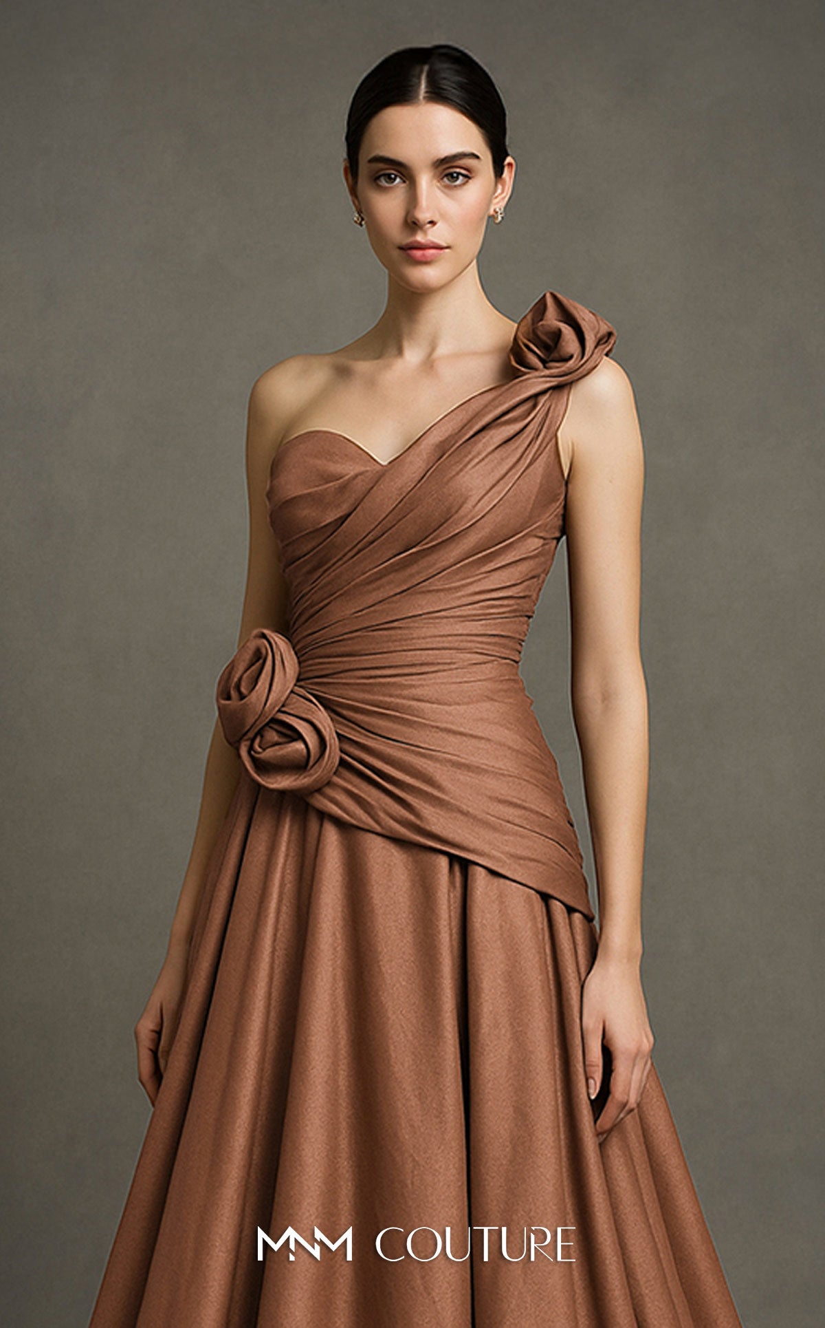 Formal Dresses A Line Floral Formal Long Prom Dress Mocha