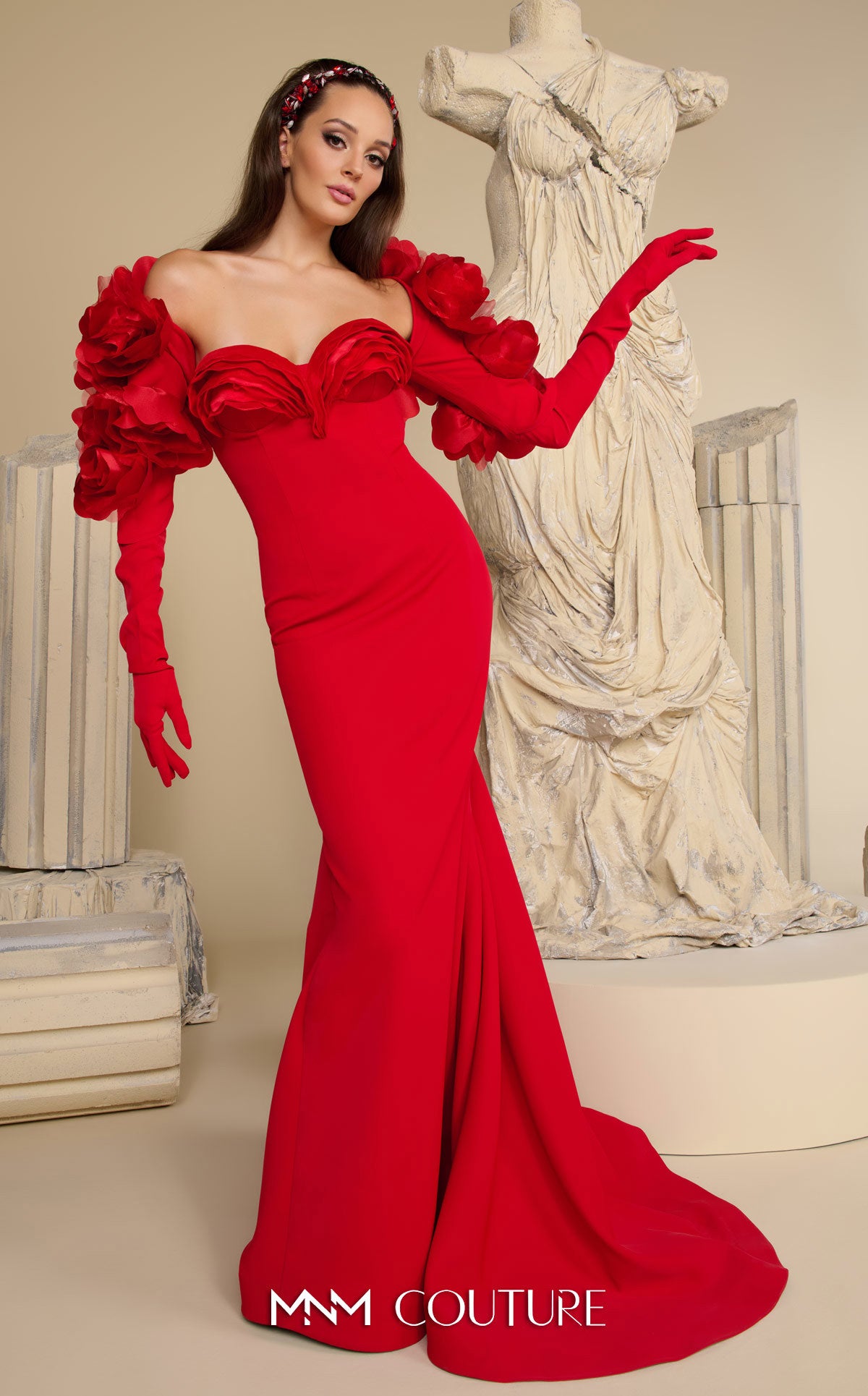 Formal Dresses Fitted Evening Long Formal Mother of the Bride Dress MNM Couture F02944 Red