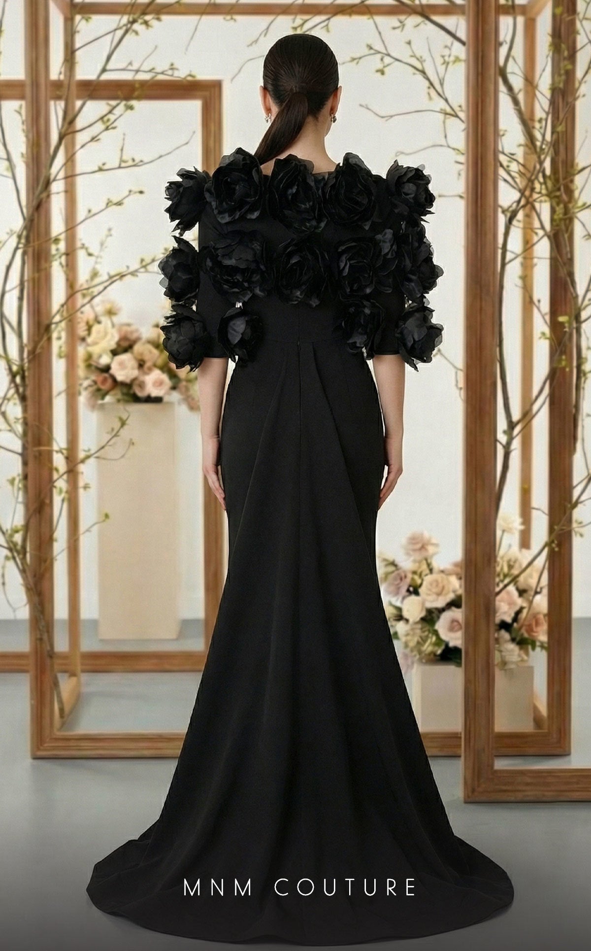 Formal Dresses Fitted Evening Long Formal Mother of the Bride Dress MNM Couture F02944 Black