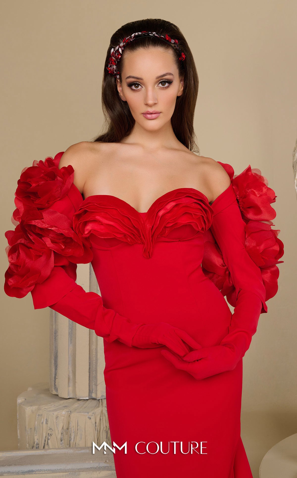 Formal Dresses Fitted Evening Long Formal Mother of the Bride Dress MNM Couture F02944 Red