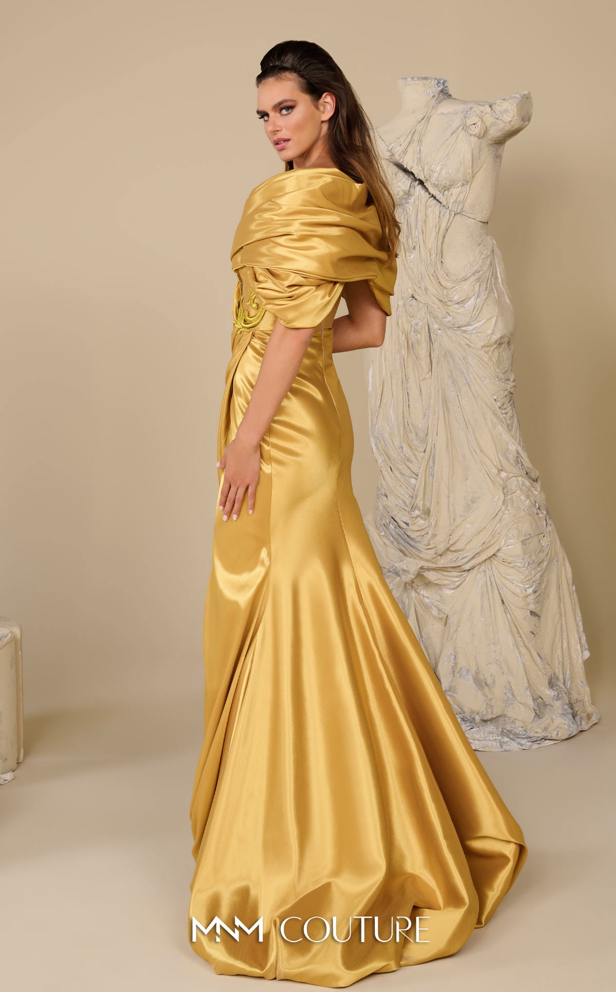 Formal Dresses Long Slit Formal Dress MNM Couture F02946 Mustard