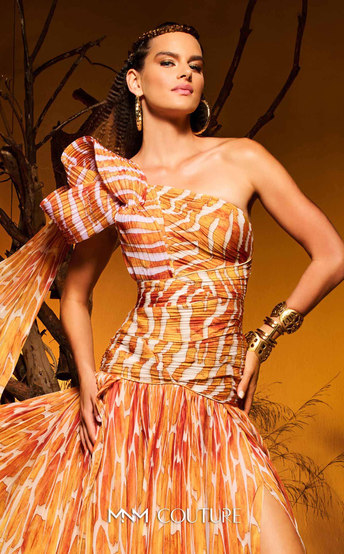 One-Shoulder Floor-Length Jersey Occasion Mermaid MNM Couture F02974
