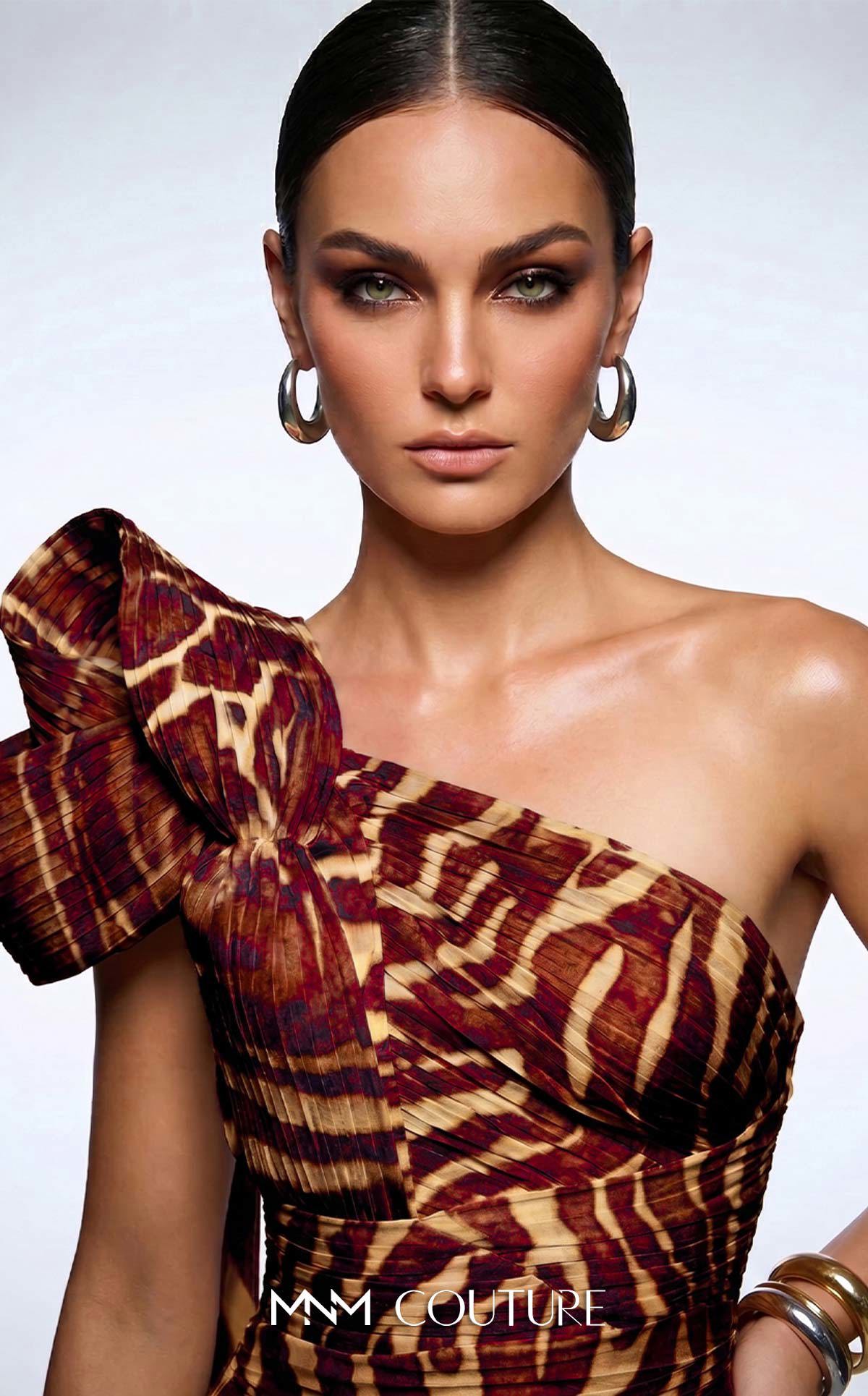 One-Shoulder Floor-Length Jersey Occasion Mermaid MNM Couture F02974