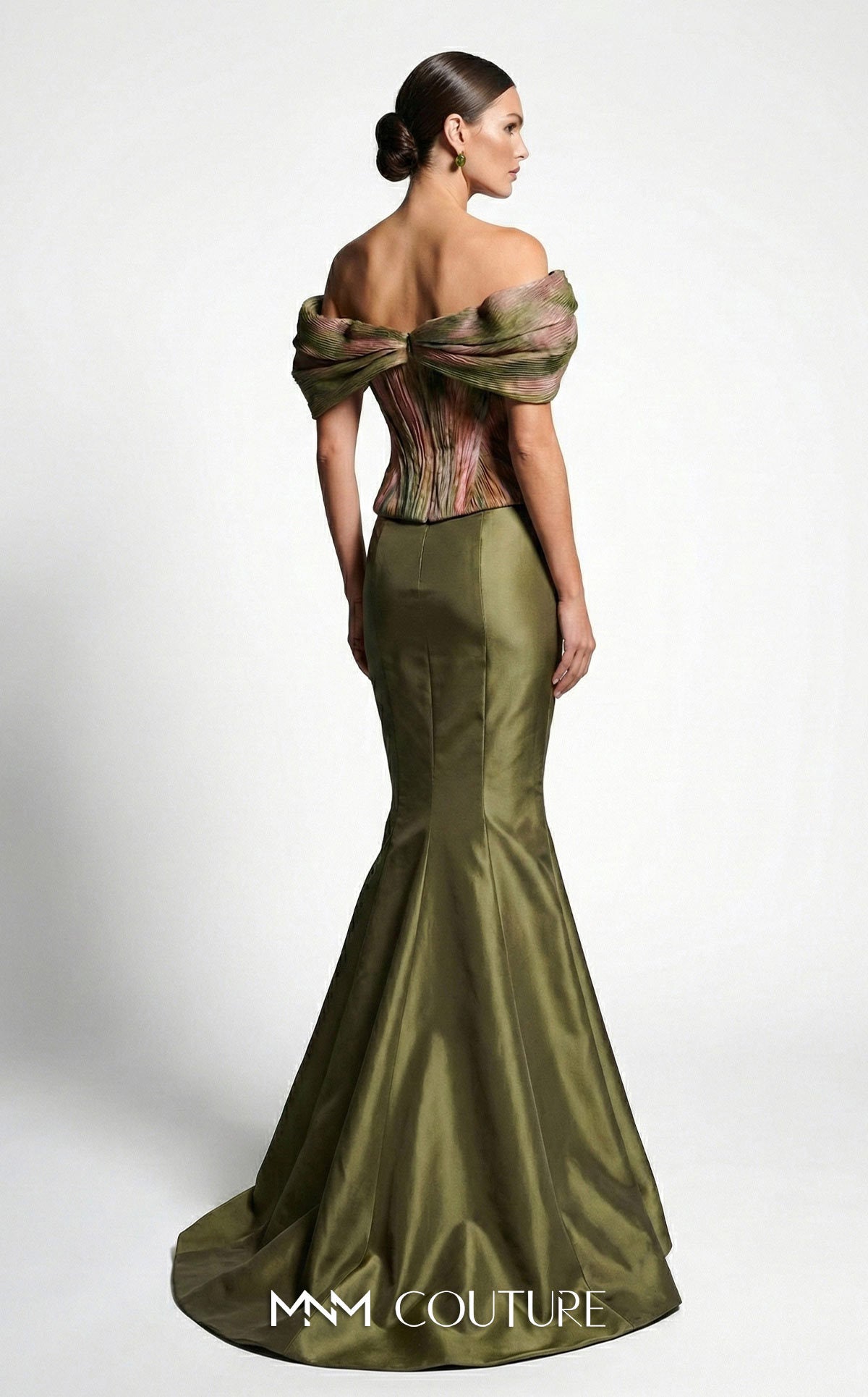 Off-the-Shoulder Floor-Length Satin Formal Mermaid MNM Couture F02981A