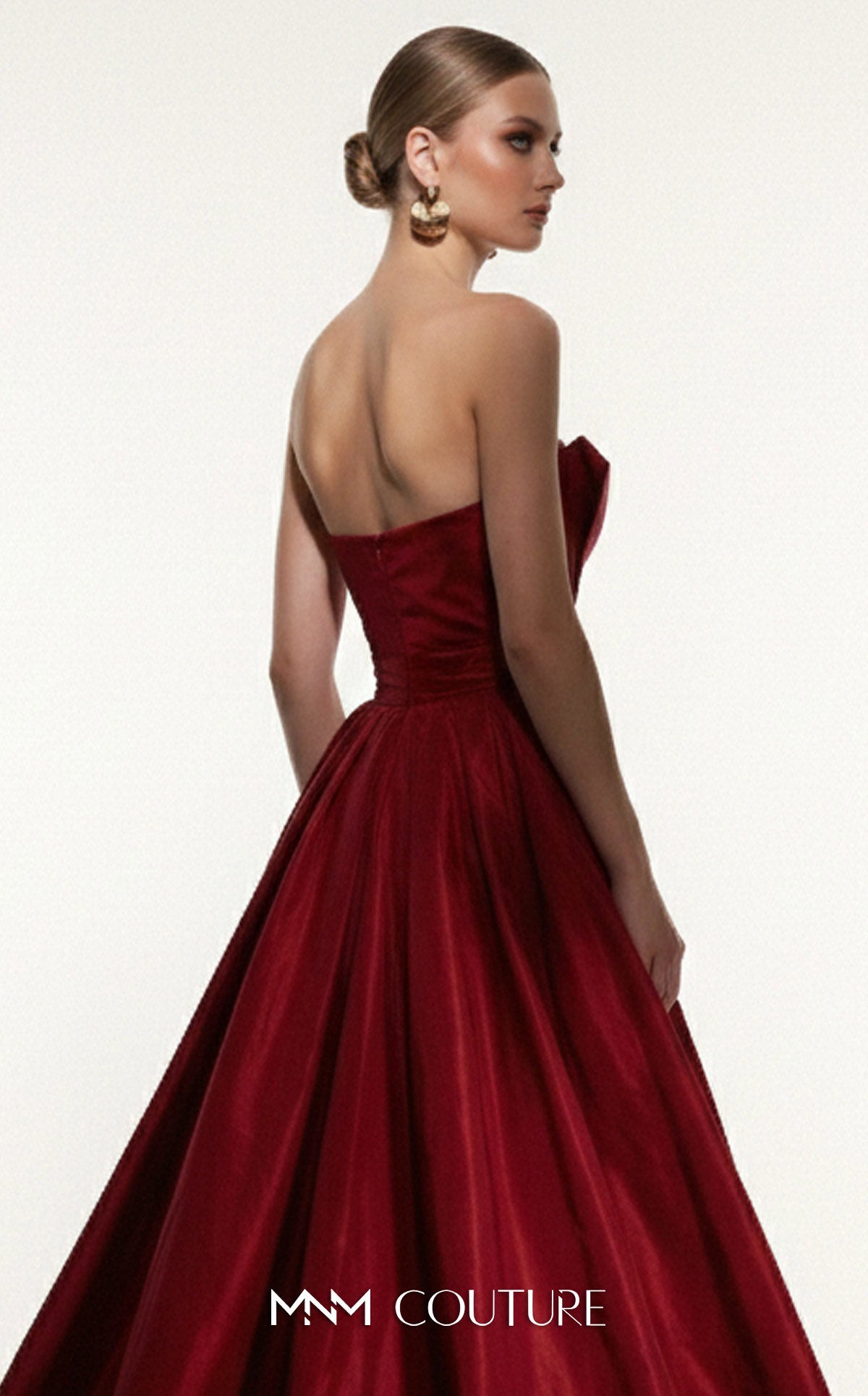 Strapless Straight Neck Floor-Length Satin Formal Ball Gown MNM Couture F03006