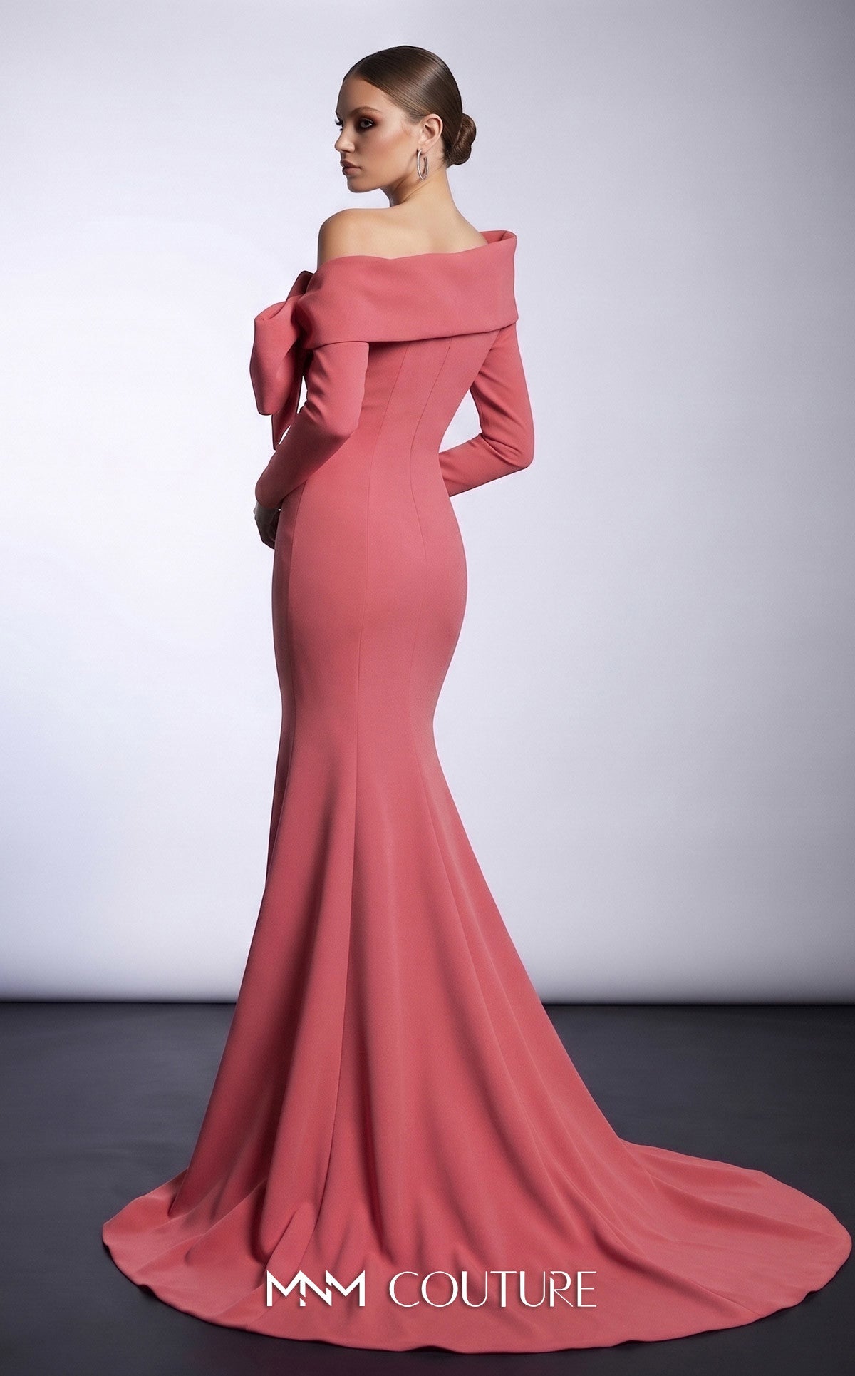 Off-the-Shoulder Floor-Length Scuba Occasion Mermaid MNM Couture F03007
