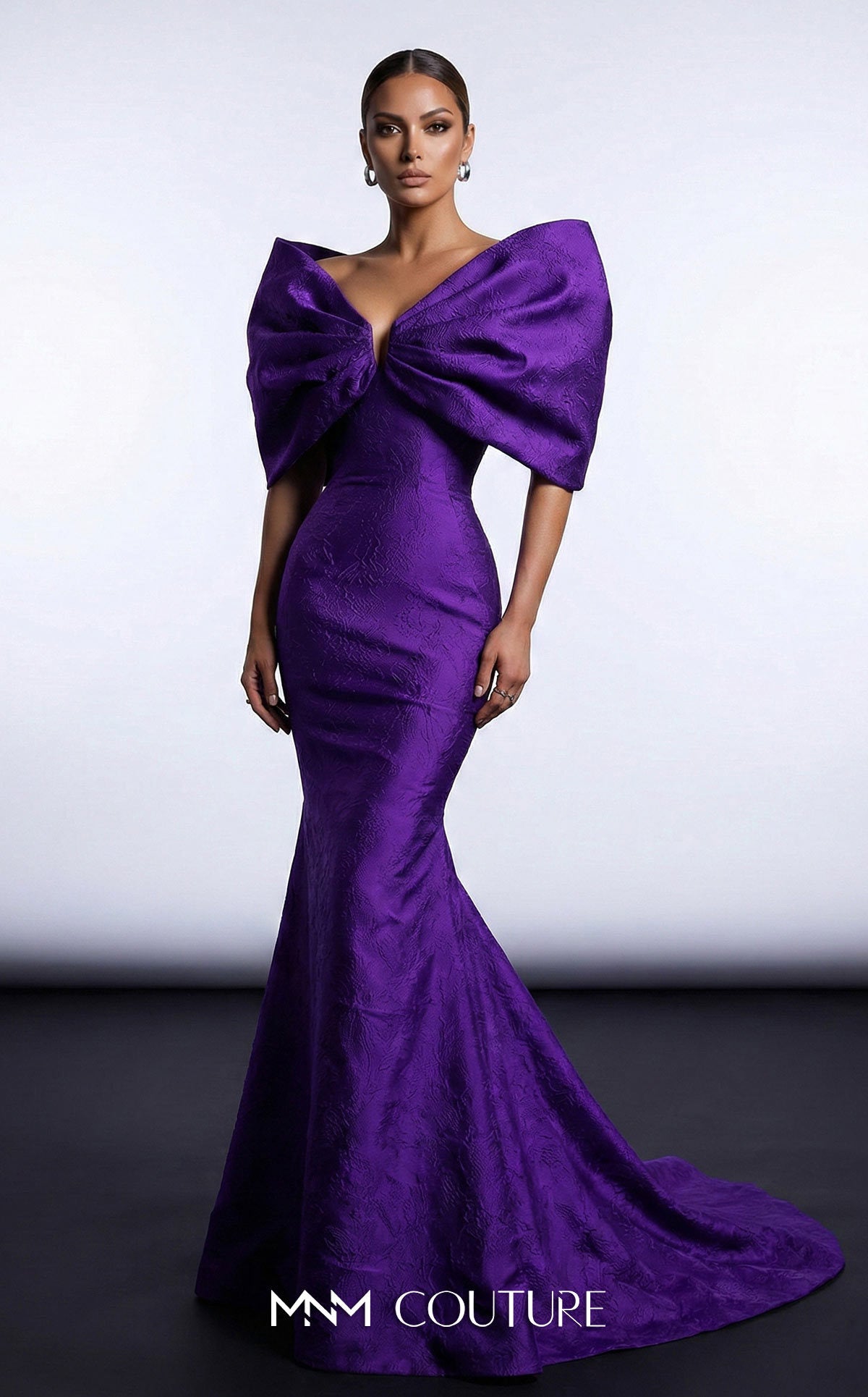 Off-the-Shoulder Floor-Length Satin Formal Mermaid MNM Couture F03009