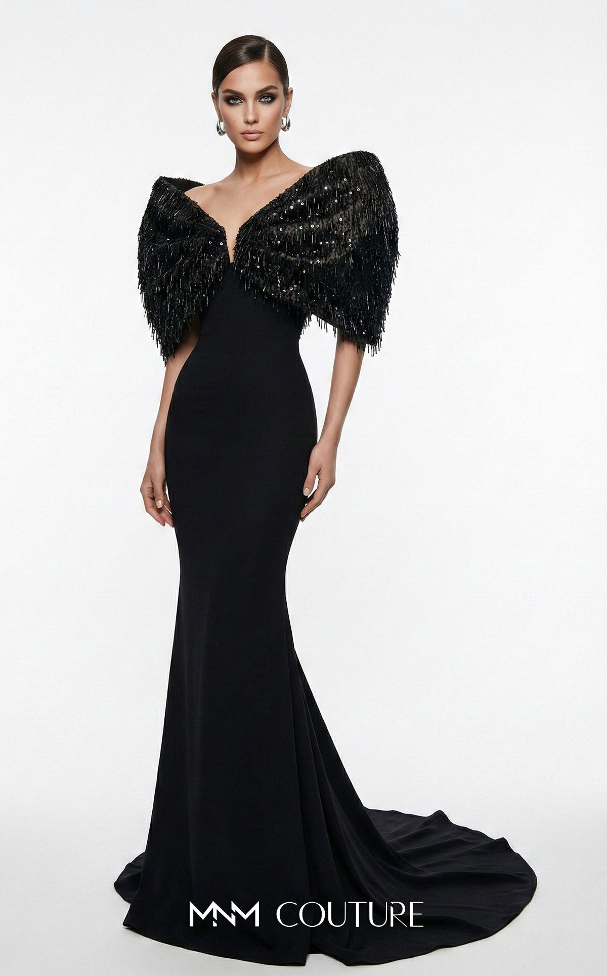 Off-the-Shoulder Floor-Length Satin Occasion Mermaid MNM Couture F03012