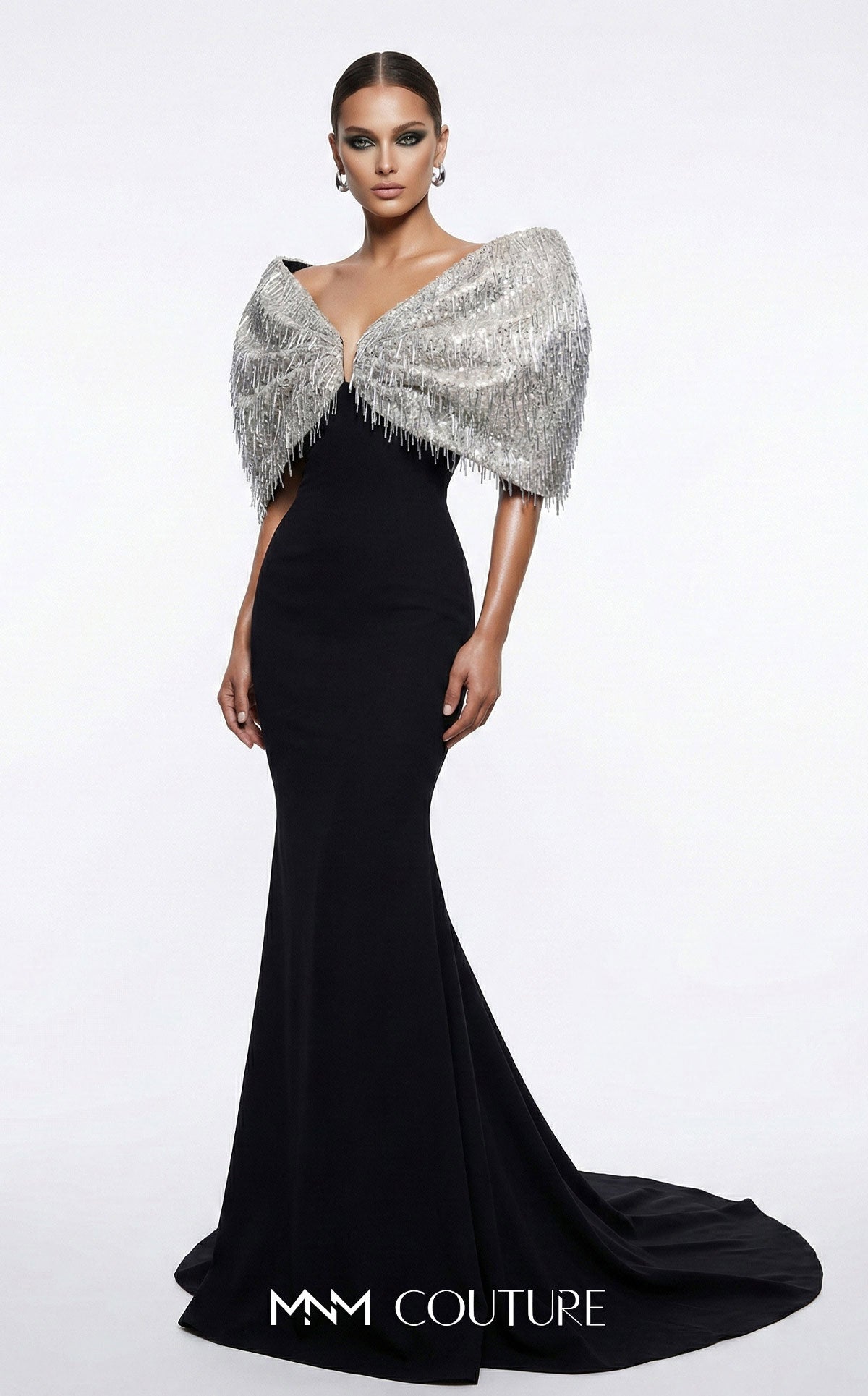 Off-the-Shoulder Floor-Length Satin Occasion Mermaid MNM Couture F03012