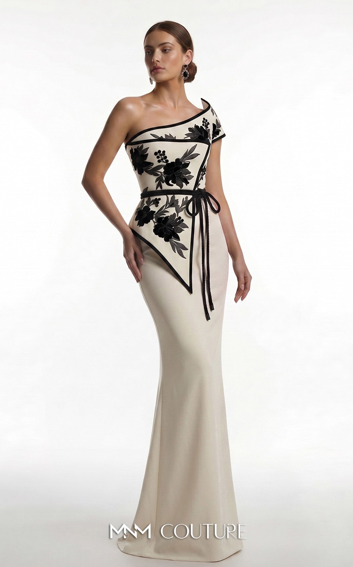 One-Shoulder Floor-Length Satin Occasion Mermaid MNM Couture F03023