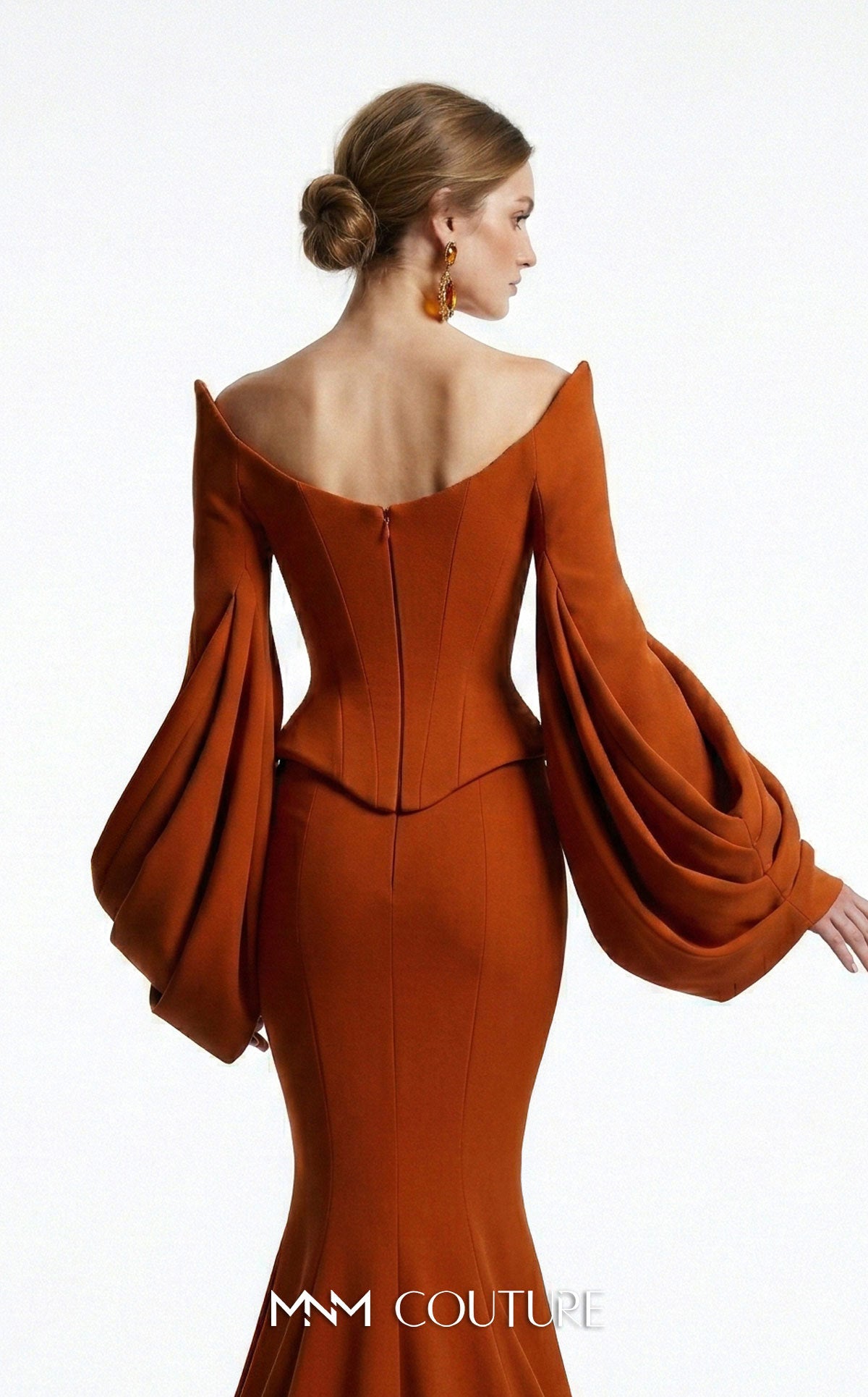 Off-the-Shoulder Floor-Length Scuba Formal Mermaid MNM Couture F03036