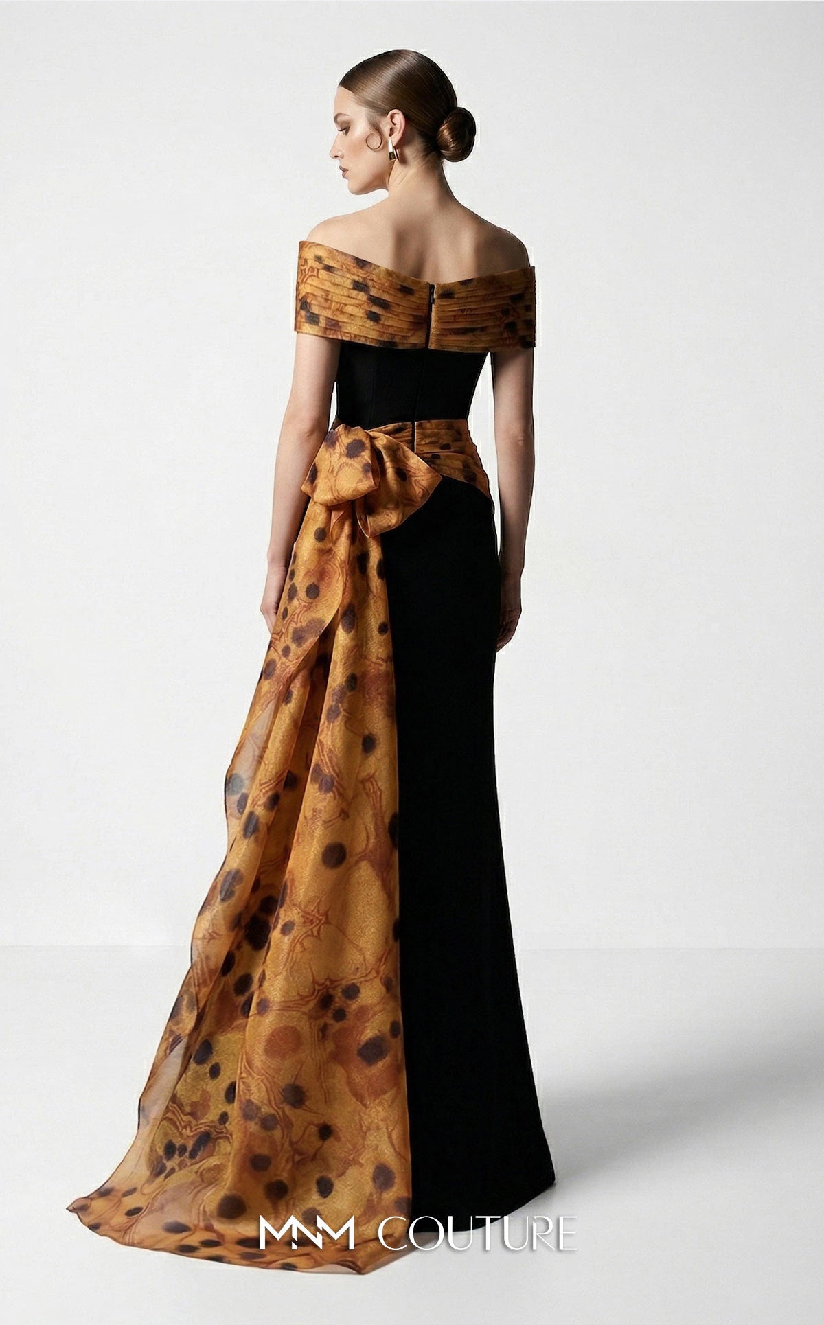 Off-the-Shoulder Floor-Length Chiffon Evening Mermaid MNM Couture F03043