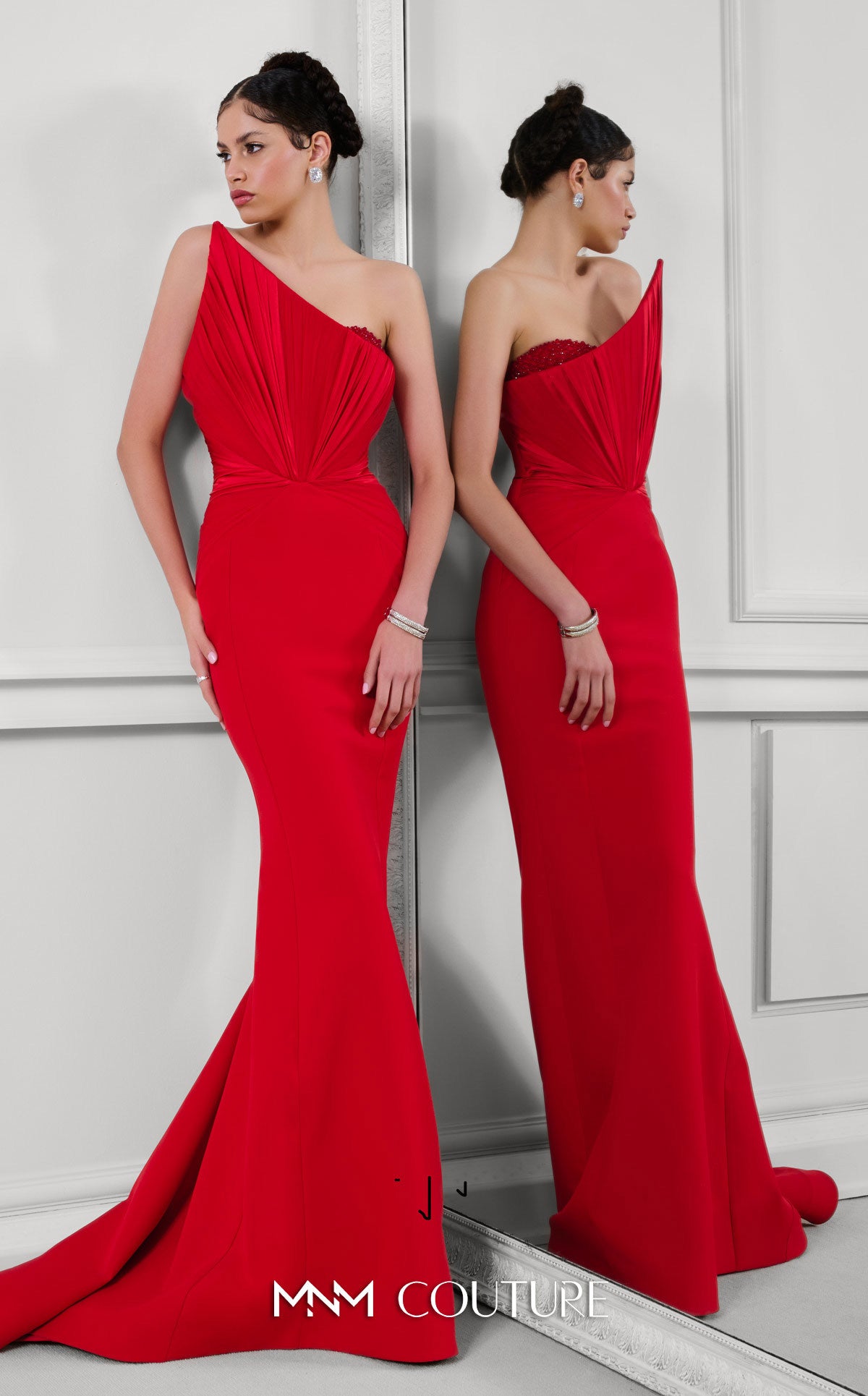 Prom Dresses Beaded Fitted Formal Long Prom Dress Red