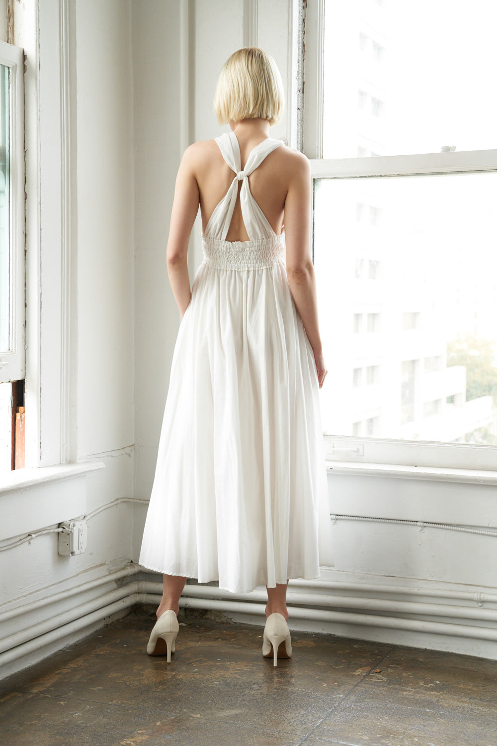Cocktail Dresses Pleated Formal Cocktail Tea Length Dress Flying Tomato FD1033 White