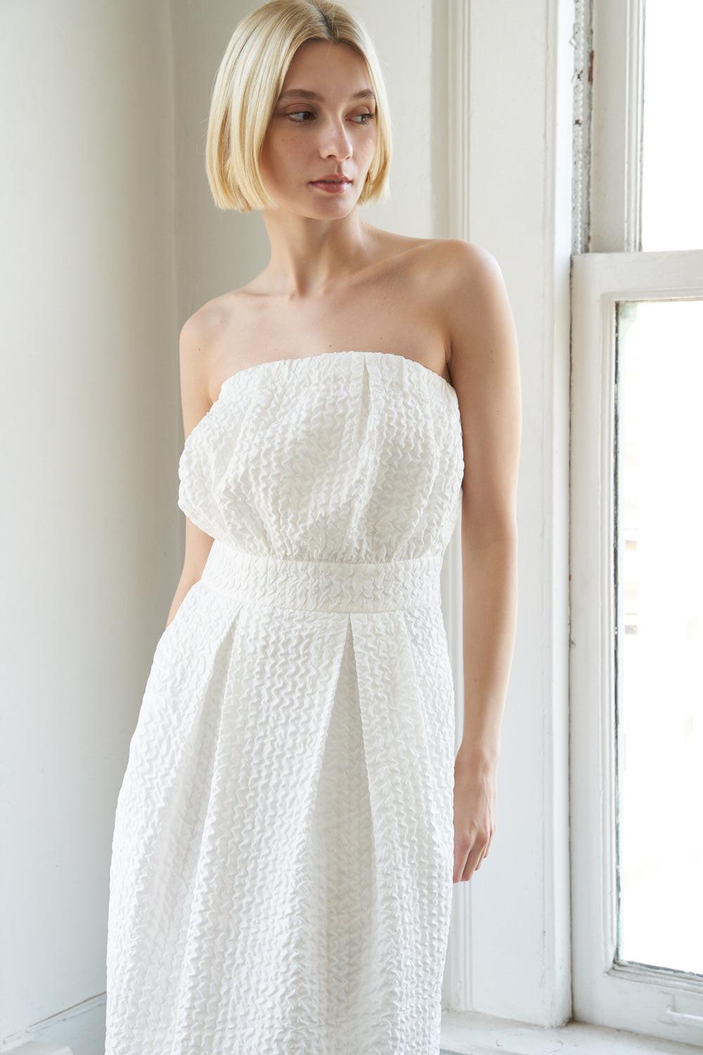 Strapless Straight Neck Midi Lace Formal Sheath/Column Flying Tomato FD1091