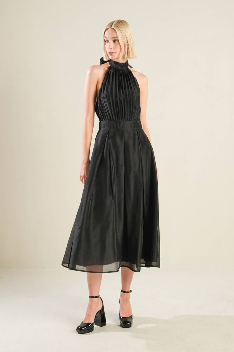 Cocktail Dresses Midi Pleated A Line Cocktail Formal Dress Flying Tomato FD1235 Black
