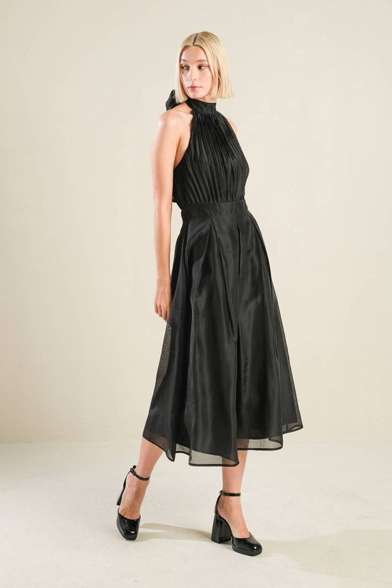 Cocktail Dresses Midi Pleated A Line Cocktail Formal Dress Flying Tomato FD1235 Black