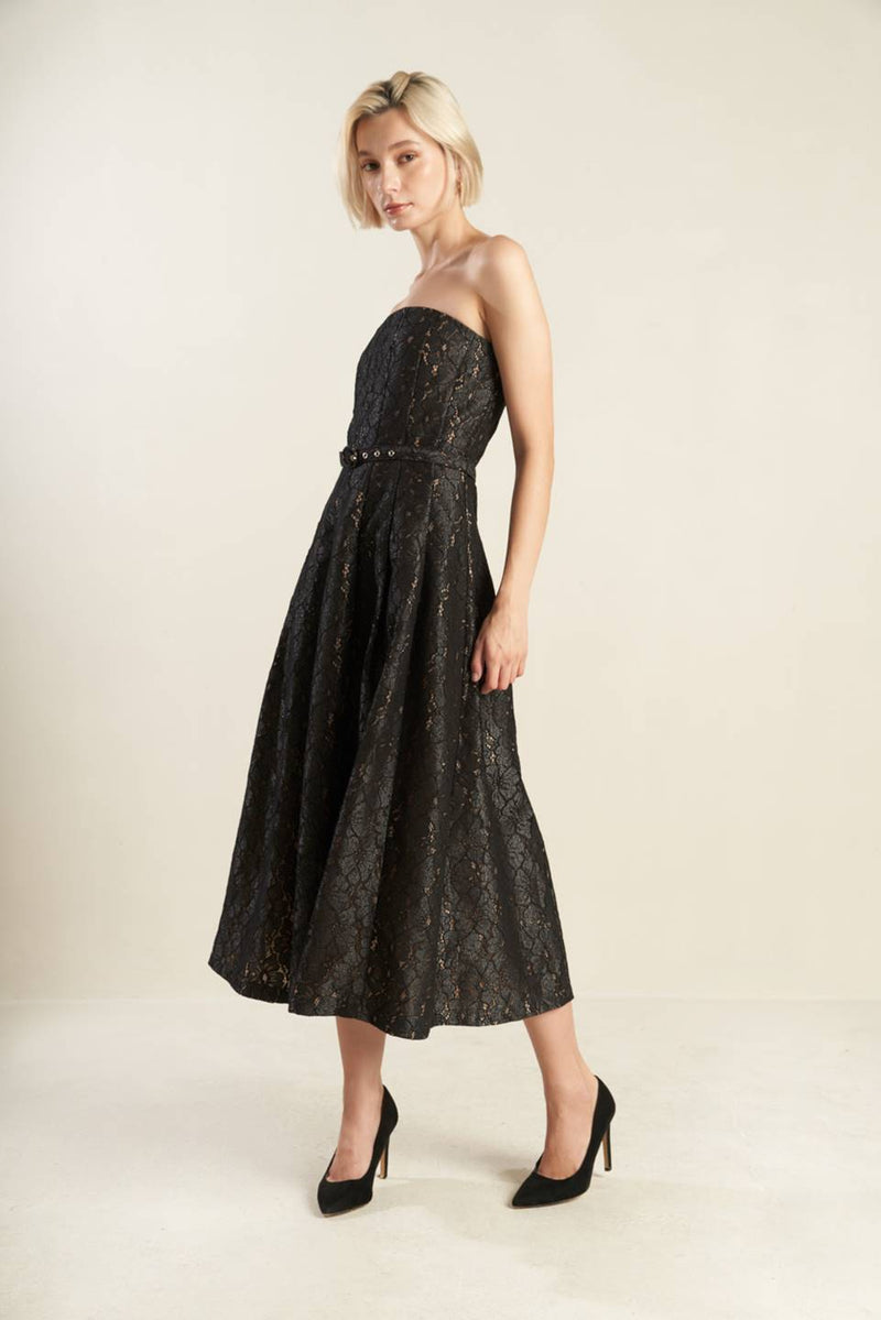 Cocktail Dresses Midi Lace A Line Formal Cocktail Dress Flying Tomato FD1310 Black