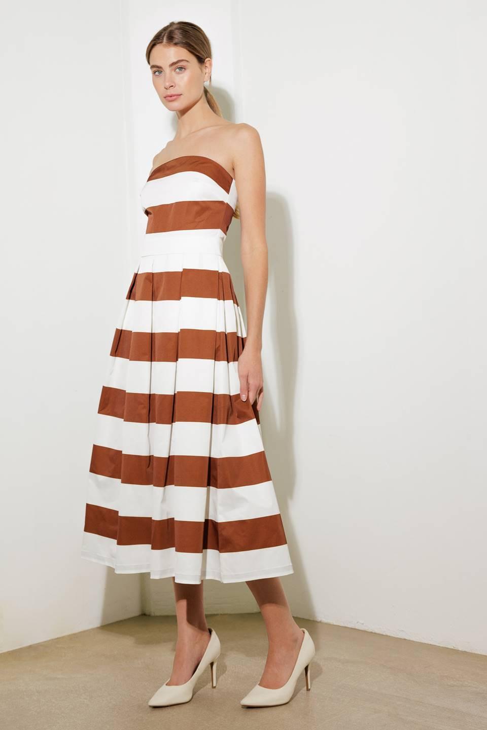 Strapless Straight Neck Tea-Length Satin Cocktail A-Line Flying Tomato FD1352