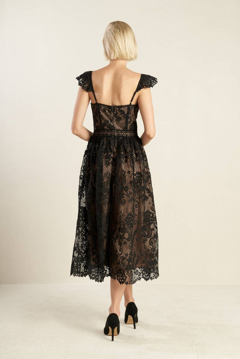 Cocktail Dresses Midi Lace A Line Cocktail Formal Dress Flying Tomato FD1354 Black