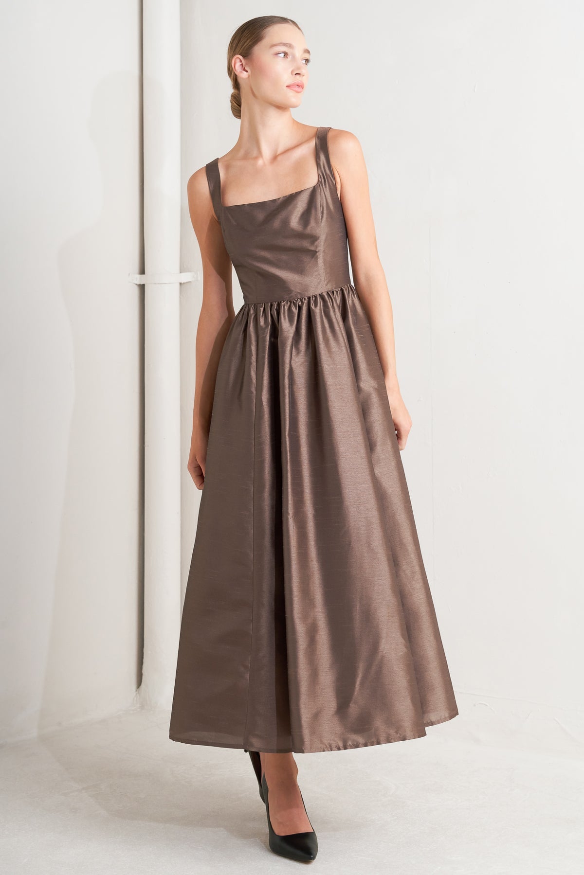 Cocktail Dresses Tea Length Evening Cocktail A Line Dress Flying Tomato FD1658 Brown