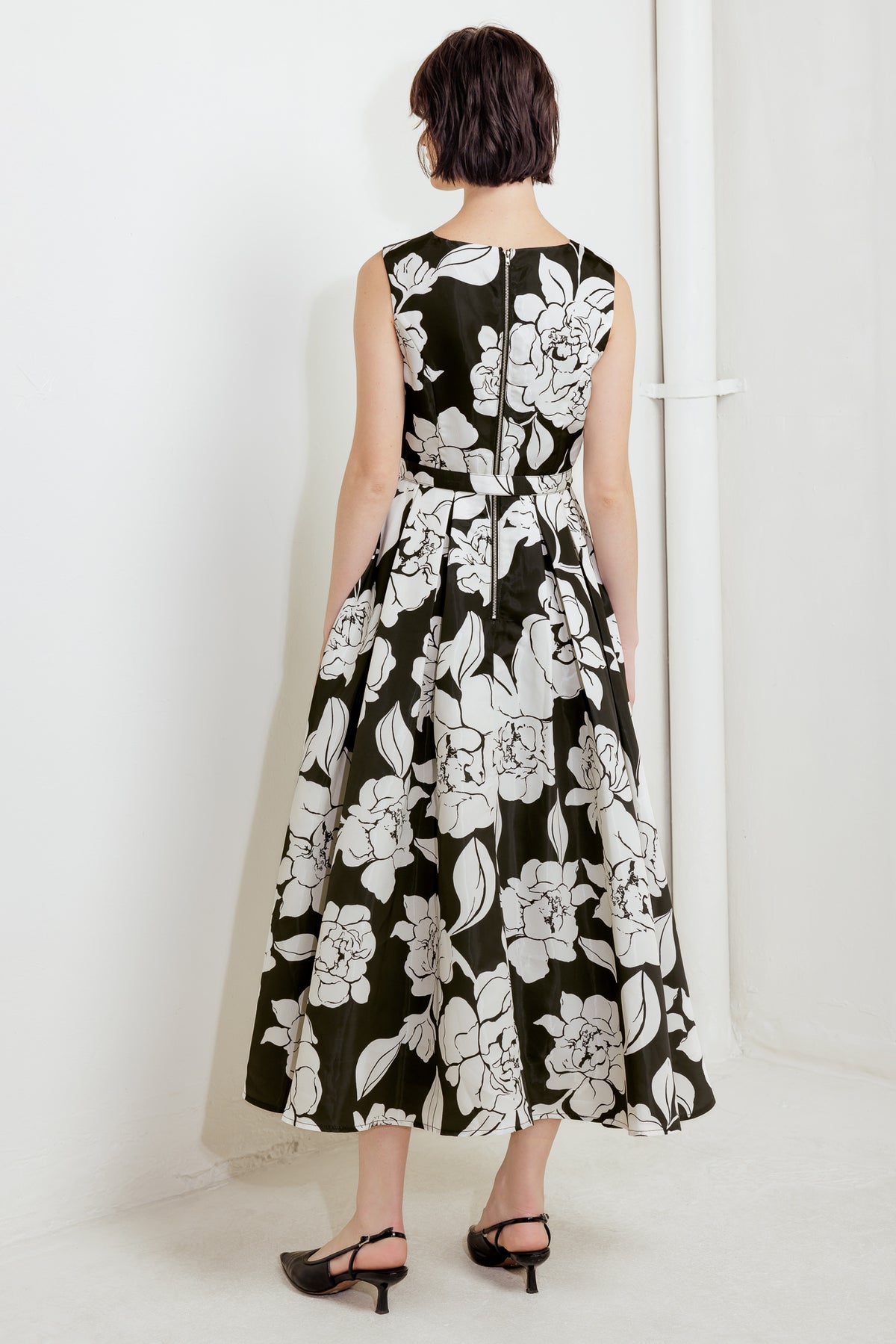 Cocktail Dresses Short Tea Length Floral Print Cocktail Dress Flying Tomato FD1761 Black