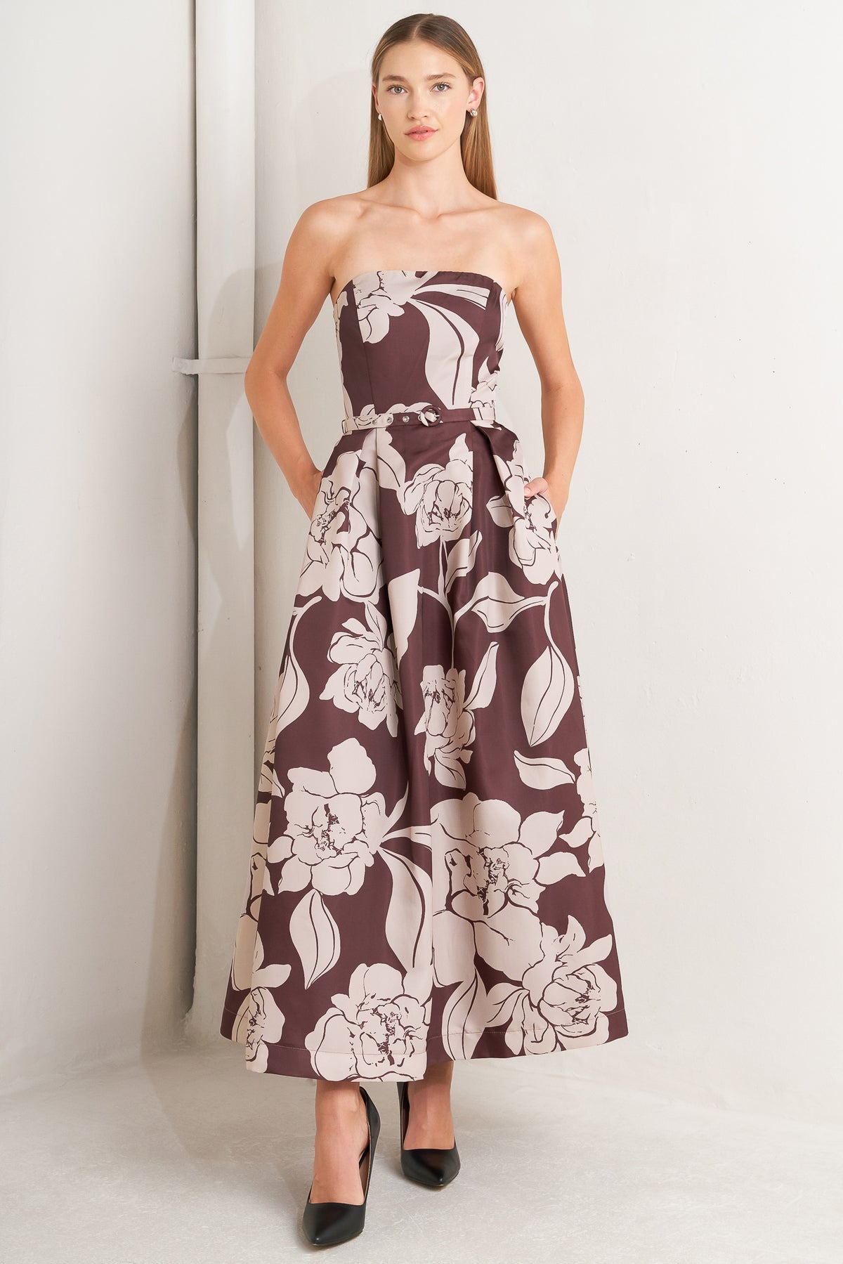 Cocktail Dresses Tea Length A Line Short Cocktail Print Dress Flying Tomato FD1807 Burgundy