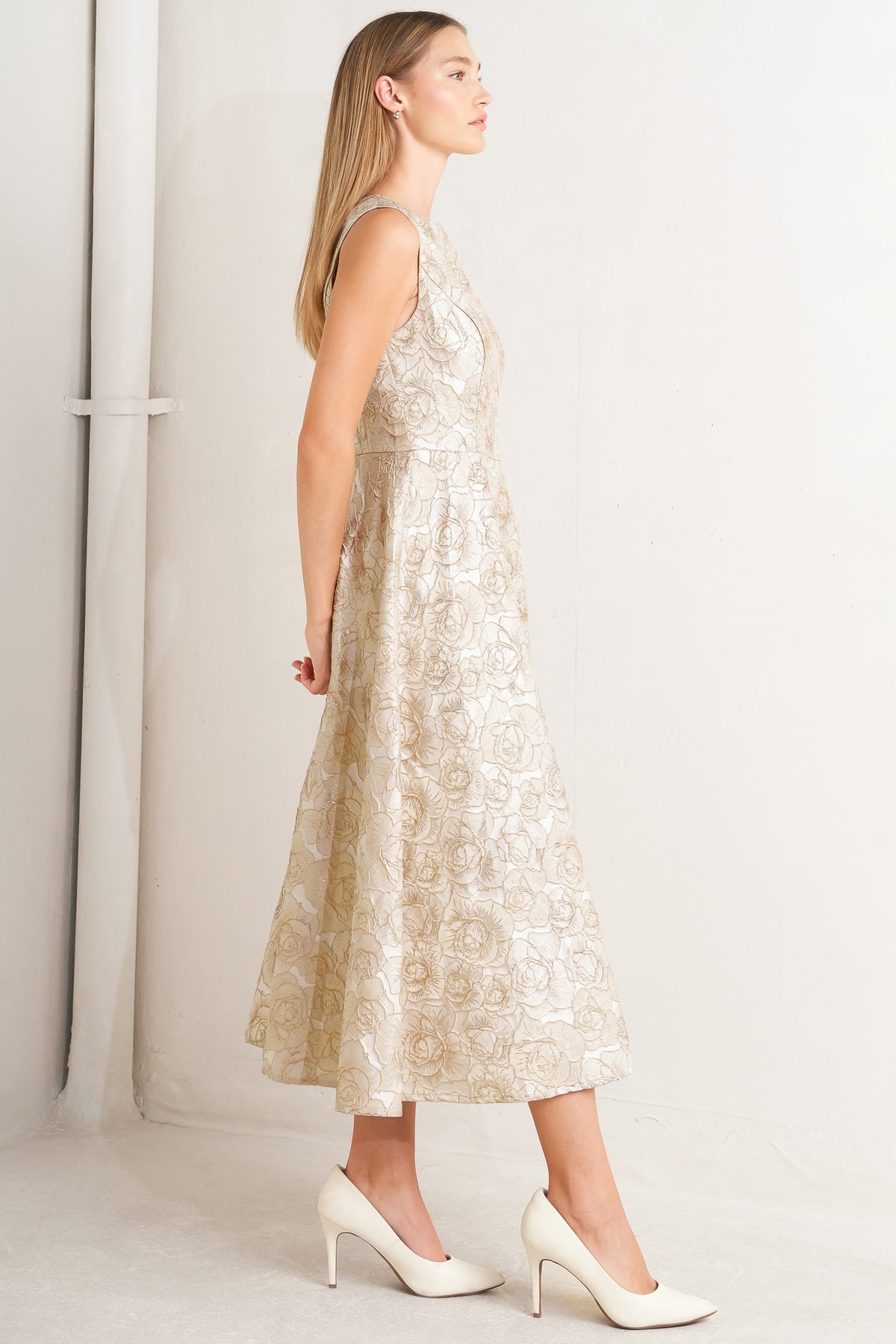 Cocktail Dresses Floral Print Short Tea Length Cocktail A Line Dress Flying Tomato FD1822 Champagne
