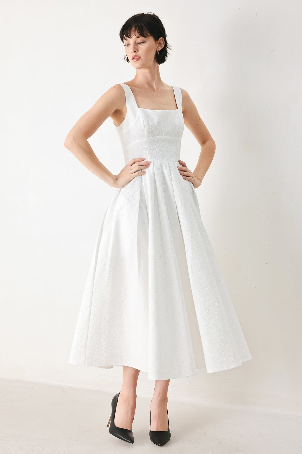 Square Tea-Length Lace Wedding Dress A-Line Flying Tomato FD1881