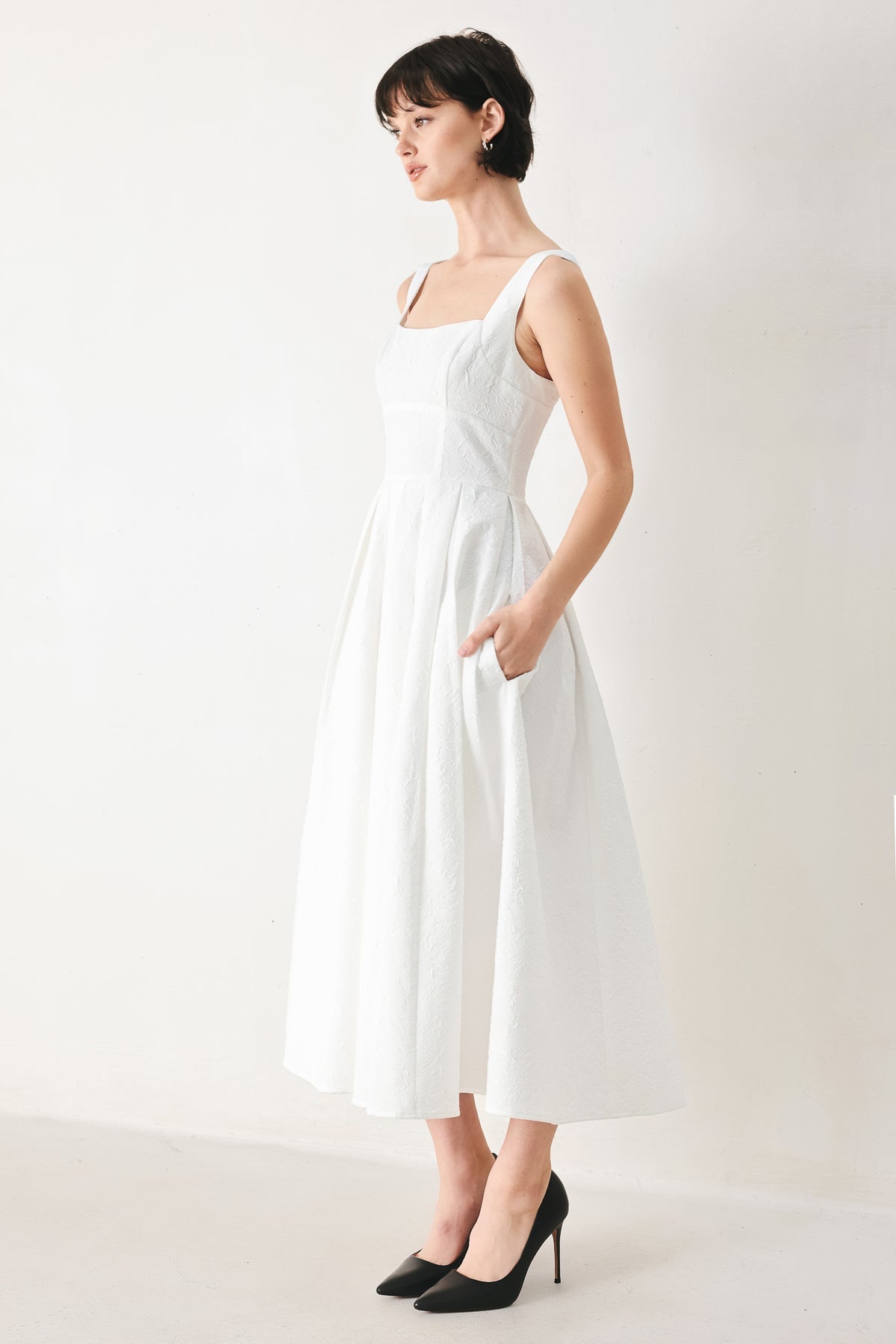 Square Tea-Length Lace Wedding Dress A-Line Flying Tomato FD1881