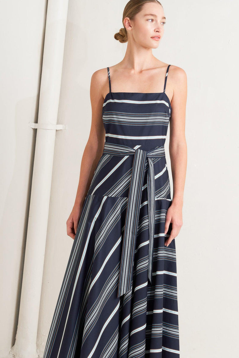 Square Neck Midi Crepe Wedding Guest A-Line Dress Flying Tomato FD1909