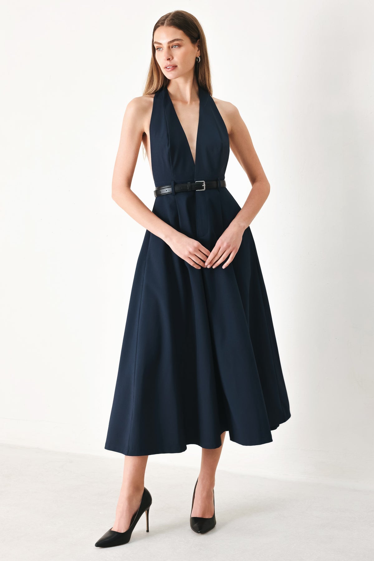 Halter Midi Crepe Evening A-Line Flying Tomato FD2105