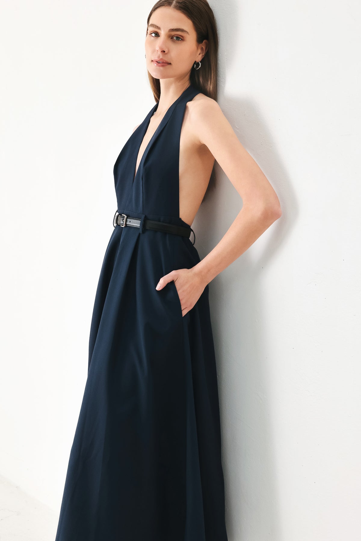 Halter Midi Crepe Evening A-Line Flying Tomato FD2105