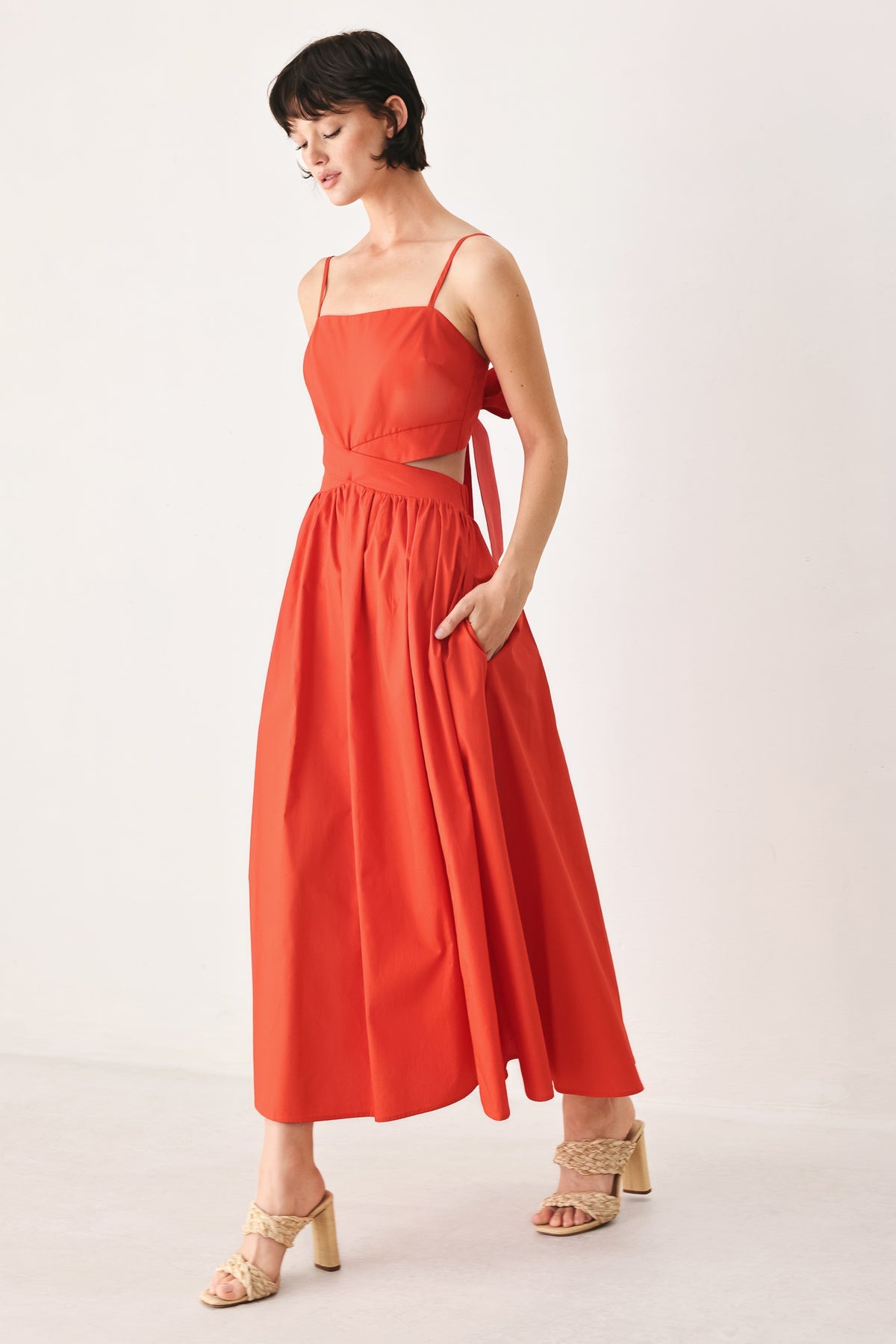 Square Midi Satin Cocktail A-Line Flying Tomato FD2225